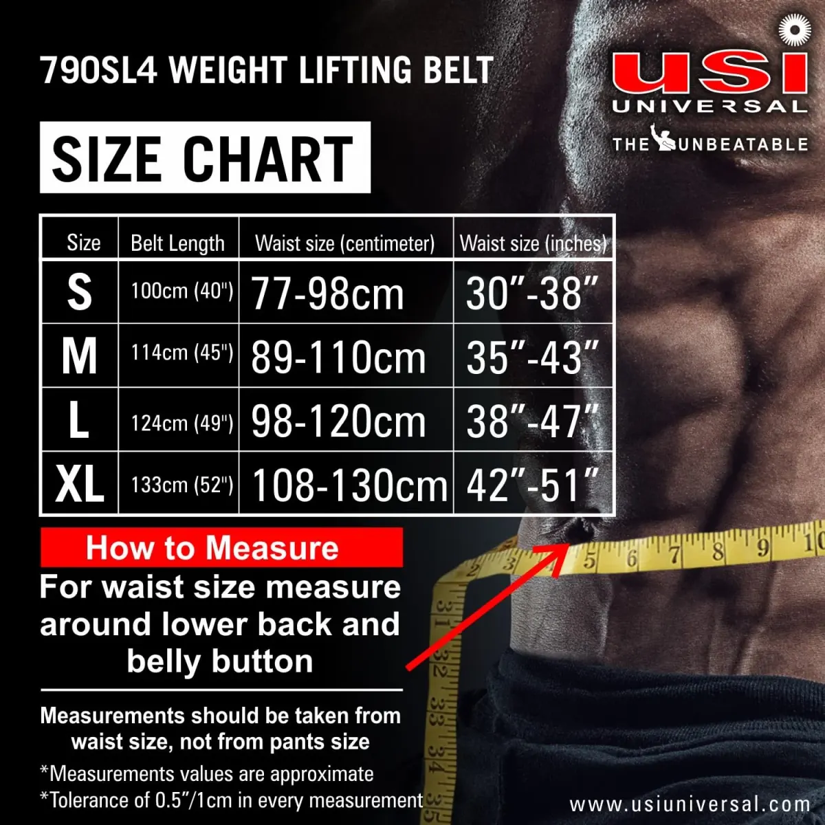 USI Universal 790SL4 4 Inch Leather Weightlifting Belt