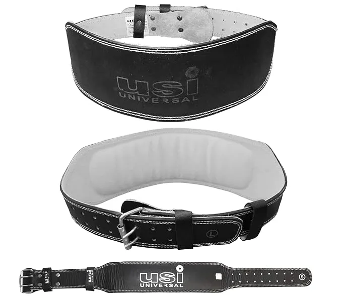 USI Universal 790SL4 4 Inch Leather Weightlifting Belt Medium Suede Lining Padded