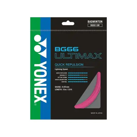 Yonex BG66 Ultimax Badminton String Neon Pink 0.65mm