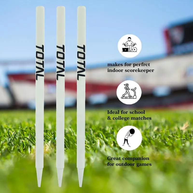 Total MCC Wooden Duco Cricket Stumps Set (6 Stumps + 4 Bails)
