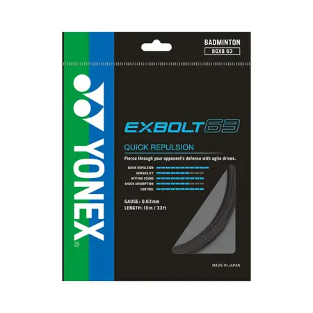 Yonex Exbolt 63 Badminton String Forged Fiber 24pct More Durable Japan Black 0.63mm 10m