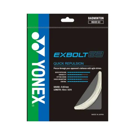 Yonex Exbolt 63 Badminton String Forged Fiber 24pct More Durable Japan White 0.63mm 10m