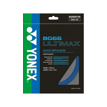 Yonex BG66 Ultimax Badminton String Elite Speed Control Durability  Blue 0.65mm 10m