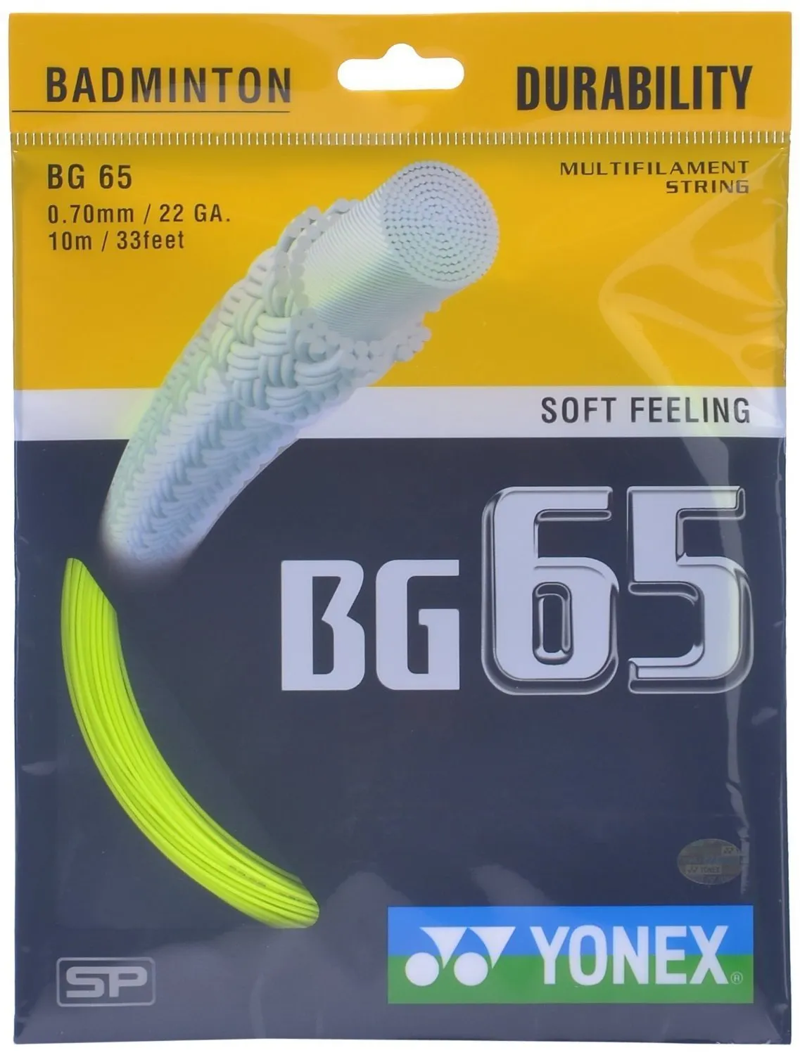 Yonex BG65 Badminton String World's Best-Selling All-Round  Yellow 0.70mm 10m