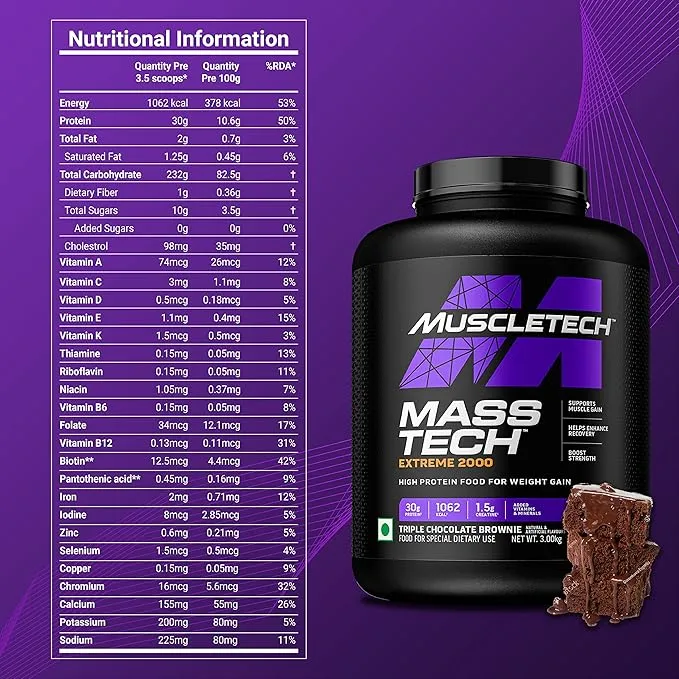 MuscleTech Mass Tech Extreme 2000 High Calorie Mass Gainer
