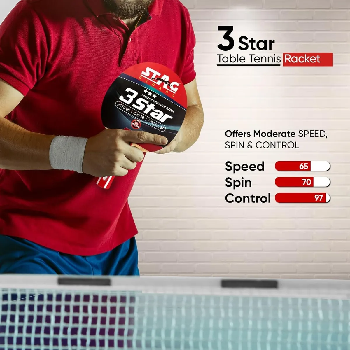 Stag 3 Star Table Tennis Bat