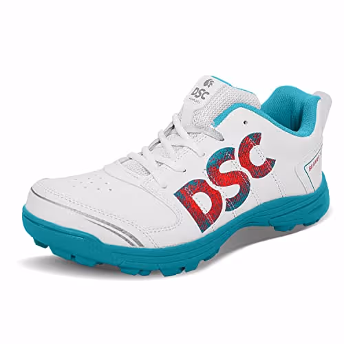 DSC BEAMER X Cricket Shoes Rubber Spike Dark Cyan/White Size 10