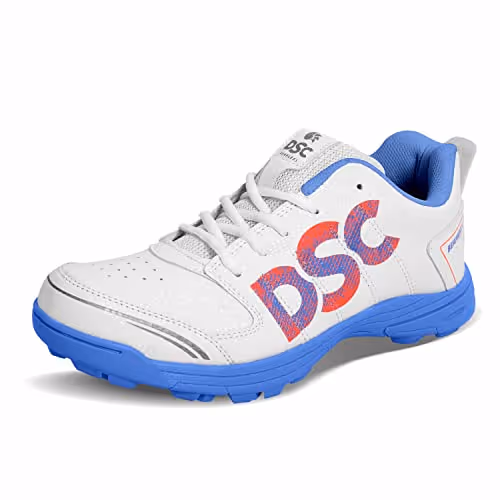 DSC BEAMER X Cricket Shoes Rubber Spike Pastel Blue/White Size 10