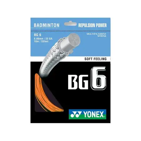 Yonex BG6 Badminton String High Repulsion Metallic Sound Multifilament Orange 0.66mm 10m