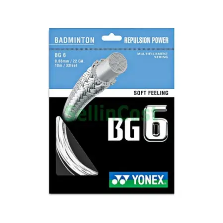 Yonex BG6 Badminton String High Repulsion Metallic Sound Multifilament White 0.66mm 10m