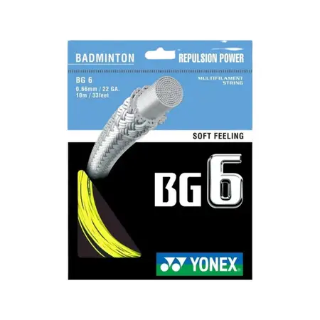 Yonex BG6 Badminton String High Repulsion Metallic Sound Multifilament Yellow 0.66mm 10m
