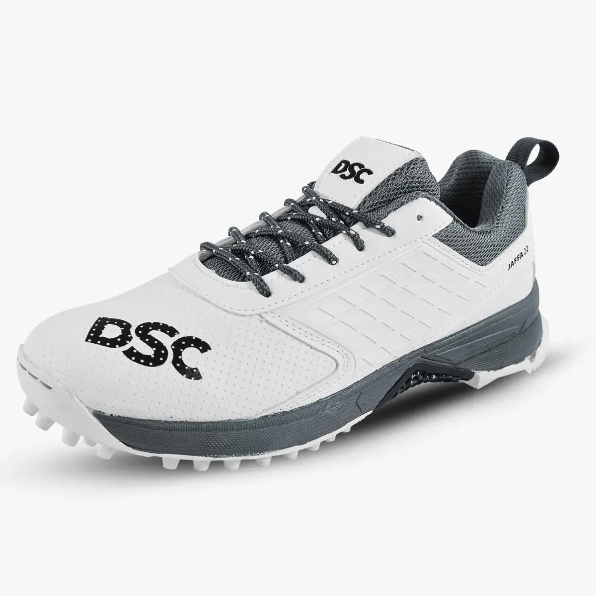 DSC JAFFA 22 Cricket Shoes Rubber Spike White/Grey Size 6