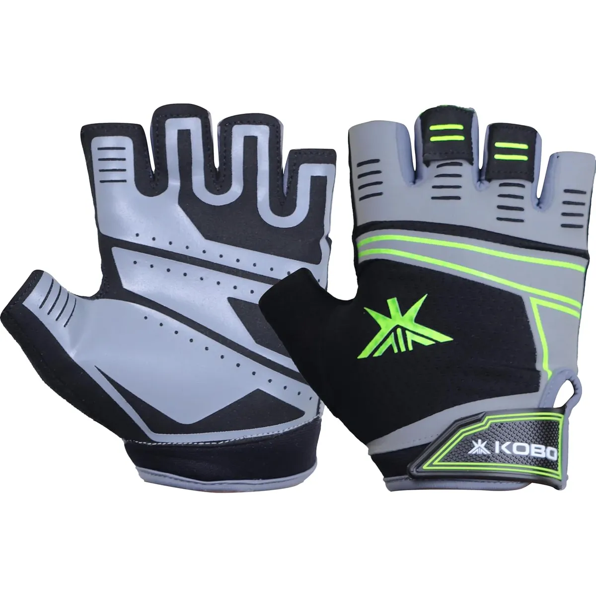 Kobo WTG-75 Gym Gloves Black Grey Small Silicone Grip Gel Padded Cool Weave Spandex