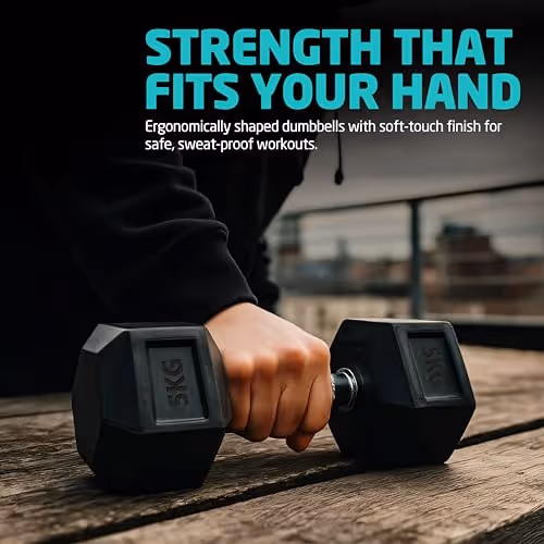 Total Hexagonal Rubber Dumbbell (Pair)