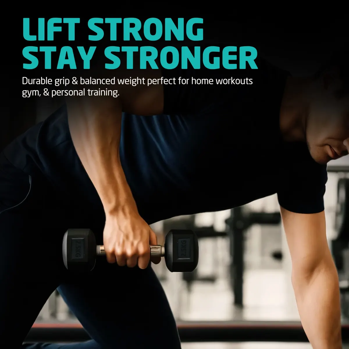 Total Hexagonal Rubber Dumbbell (Pair)