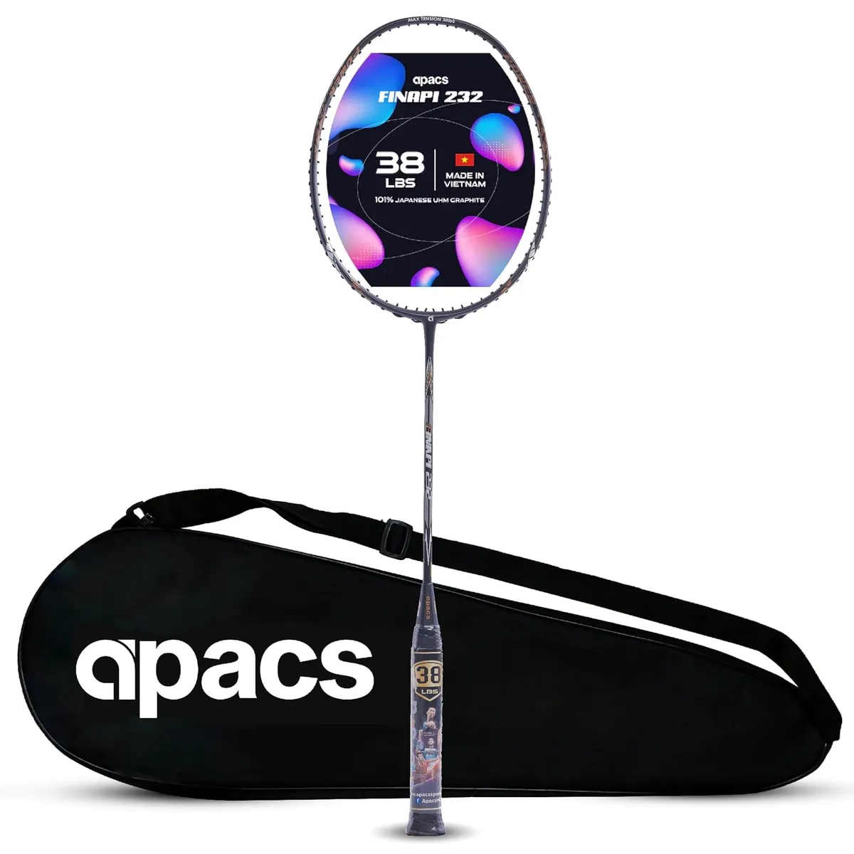APACS Finapi 232 Badminton Racquet High Tension Grey 4U G1