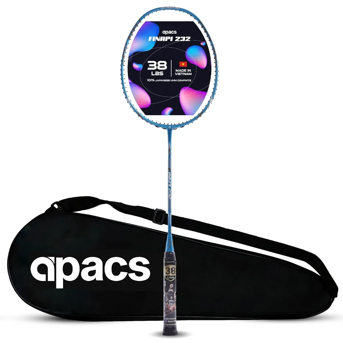APACS Finapi 232 Badminton Racquet High Tension Light Blue 4U G1