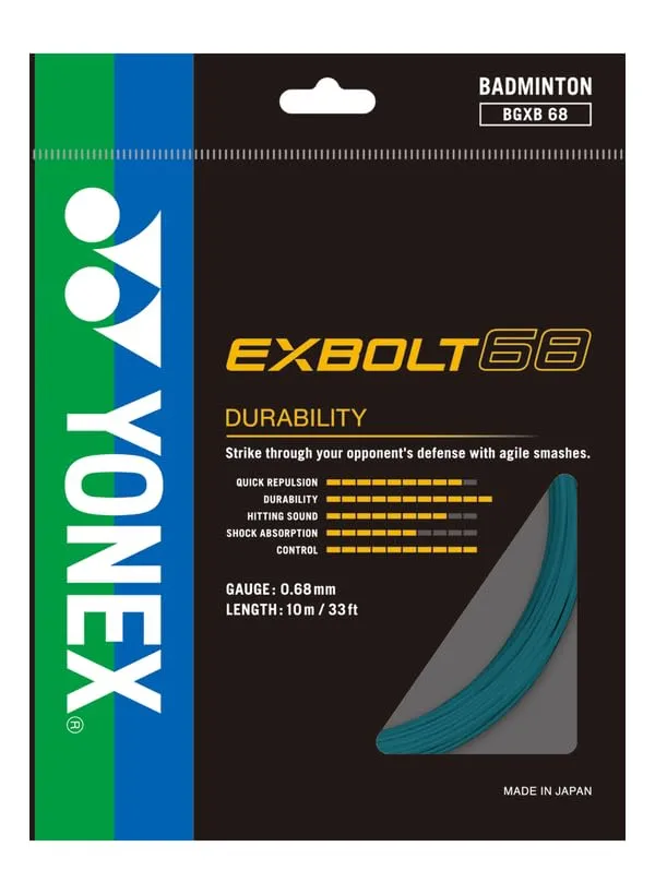 Yonex Exbolt 68 Badminton String Oval Forged Fiber Most Durable Elasticity Outer Japan Turquoise 0.68mm 10m