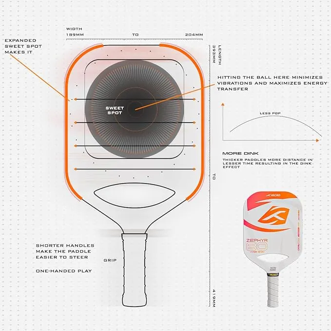 Hundred Zephyr 80 Wide Pickleball Paddle