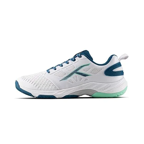 Hundred Hypercourt Badminton Shoes KPU Shield X Cushion Active Grip White/Blue UK 6