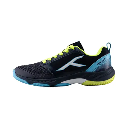 Hundred Hyperspike Badminton Shoes KPU Support Plate X Cushion Active Grip Navy/Blue/Lime/White UK 6