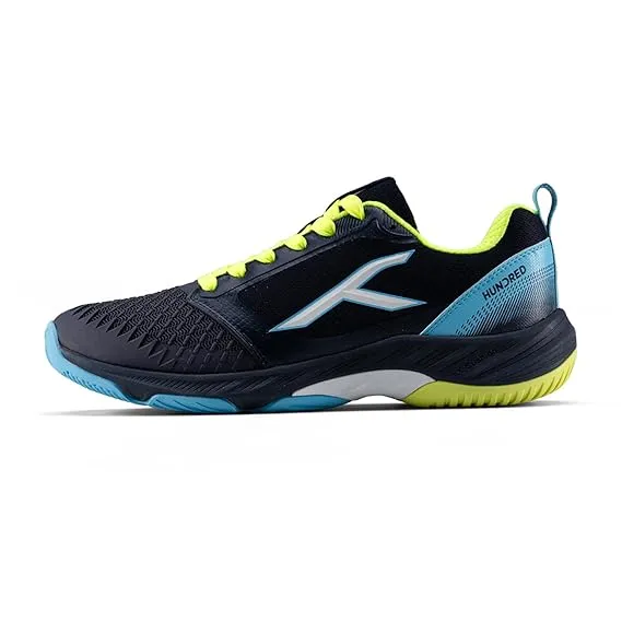 Hundred Hyperspike Badminton Shoes KPU Support Plate X Cushion Active Grip Navy/Blue/Lime/White UK 6