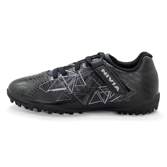 NIVIA Carbonite Turf 7.0 Kids Football Turf Shoes Black UK 1