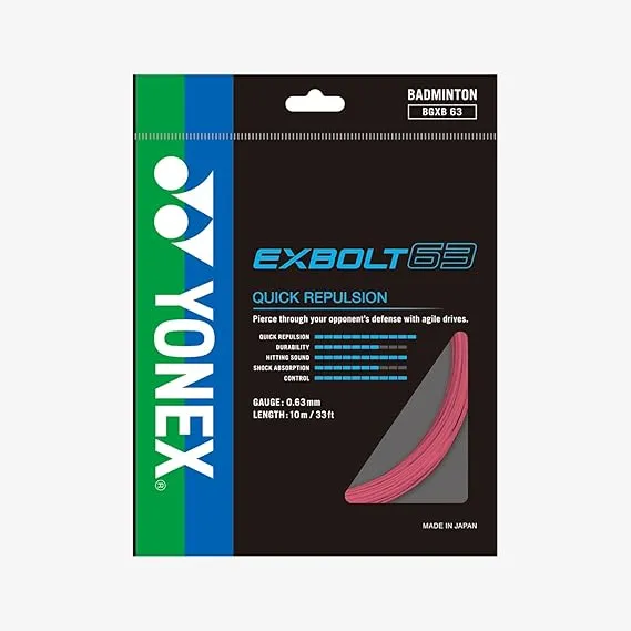 Yonex Exbolt 63 Badminton String Forged Fiber 24pct More Durable Japan Light Pink 0.63mm 10m