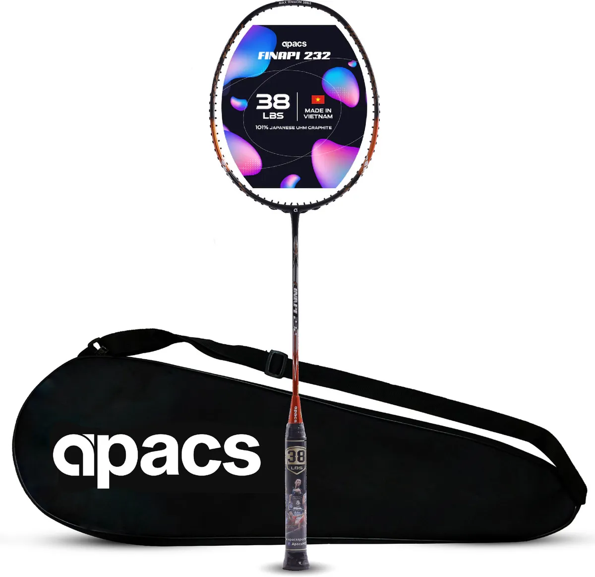 APACS Finapi 232 Badminton Racquet High Tension Orange 4U G1