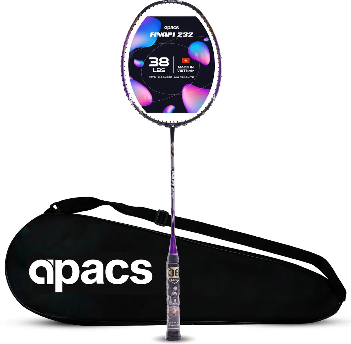 APACS Finapi 232 Badminton Racquet High Tension Purple 4U G1