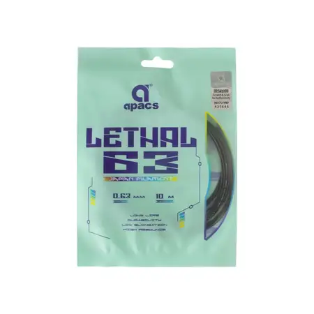 Apacs Lethal 63 Badminton String Thin Gauge High Repulsion  Black 10m