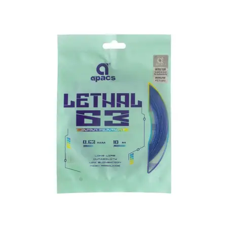 Apacs Lethal 63 Badminton String Thin Gauge High Repulsion  Royal Blue 10m