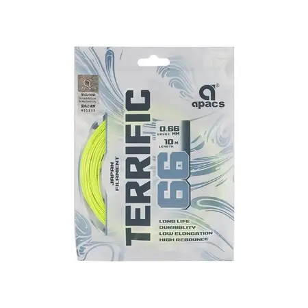 Apacs Terrific 66 Badminton String Japan Filament High Repulsion Neon Yellow 10m