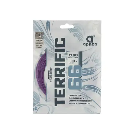 Apacs Terrific 66 Badminton String Japan Filament High Repulsion Purple 10m