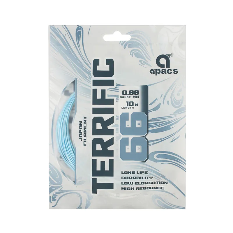 Apacs Terrific 66 Badminton String Japan Filament High Repulsion Sky Blue 10m
