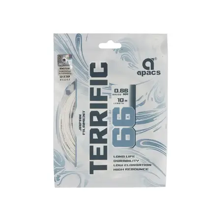 Apacs Terrific 66 Badminton String Japan Filament High Repulsion White 10m