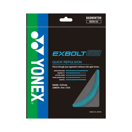 Yonex Exbolt 63 Badminton String Forged Fiber 24pct More Durable Japan Mint 0.63mm 10m