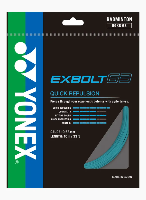 Yonex Exbolt 63 Badminton String Forged Fiber 24pct More Durable Japan Mint 0.63mm 10m