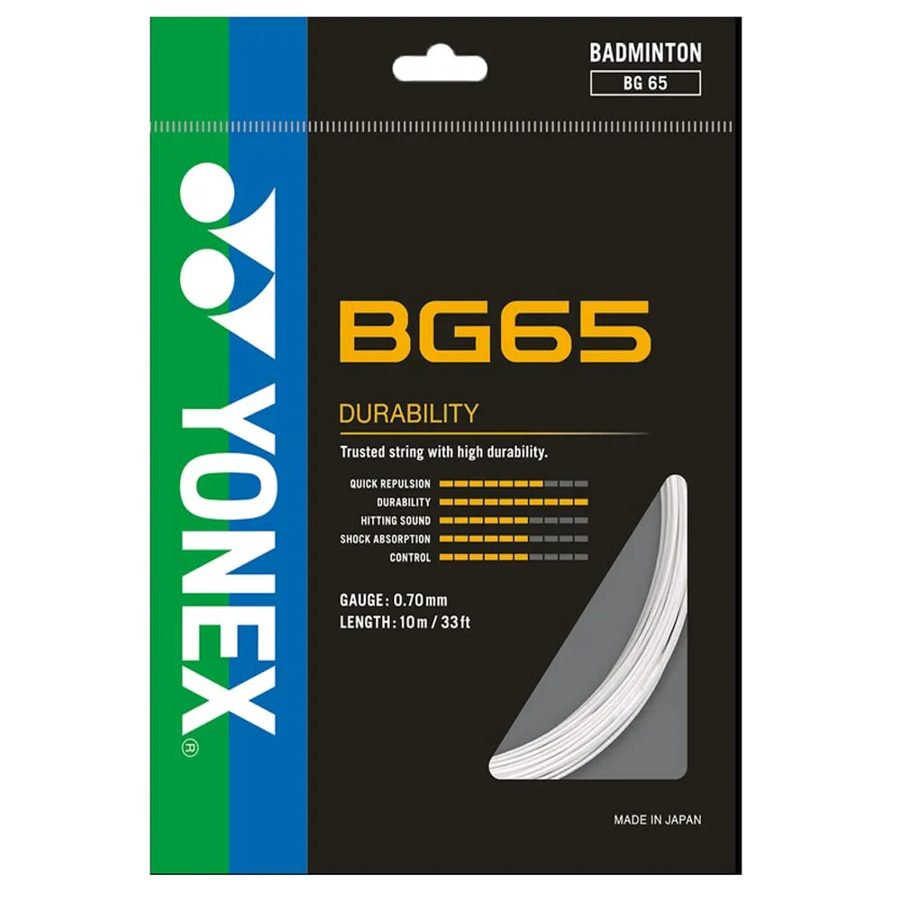 Yonex BG65 Badminton String World's Best-Selling All-Round  White 0.70mm 10m