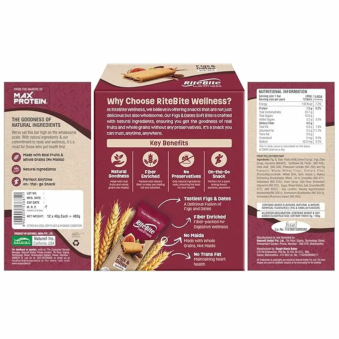RiteBite Wellness Figs & Dates Fibre Bar