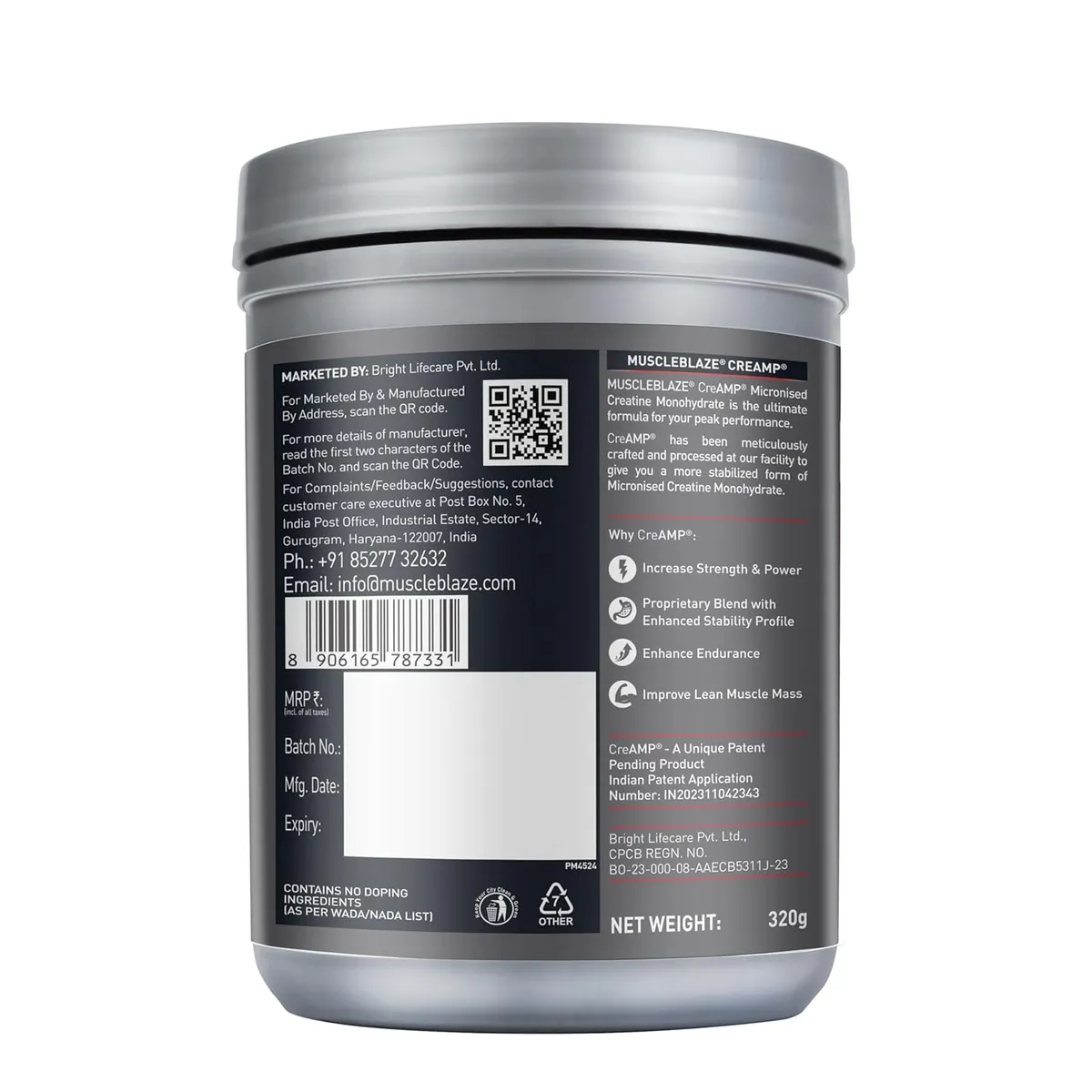 MuscleBlaze CreAMP Micronised Creatine Monohydrate