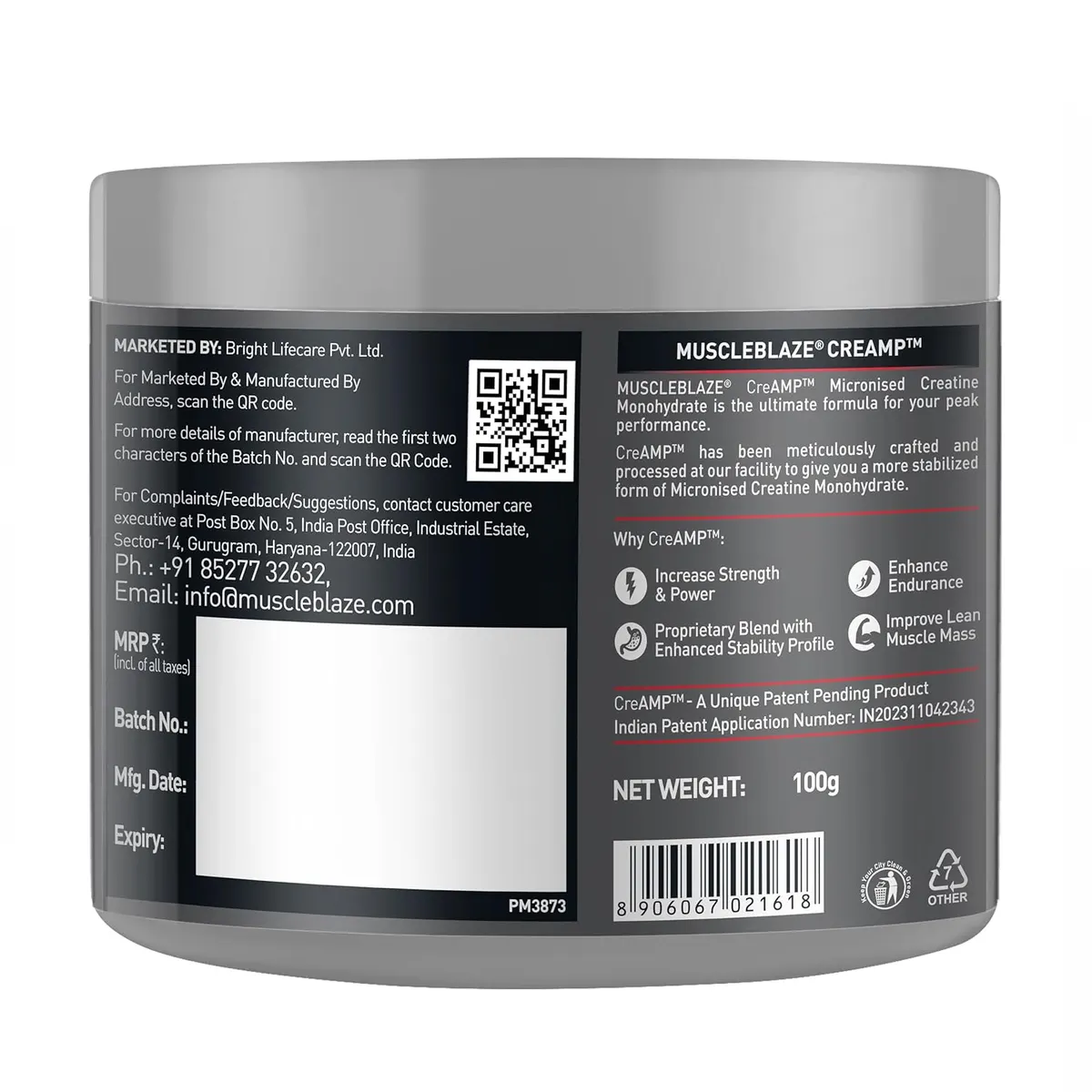 MuscleBlaze CreAMP Micronised Creatine Monohydrate