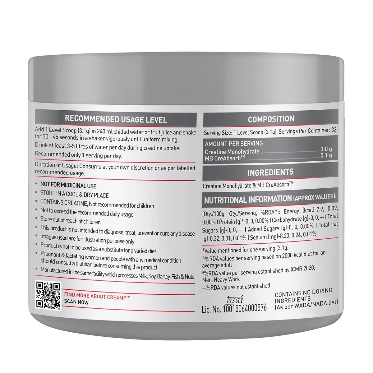 MuscleBlaze CreAMP Micronised Creatine Monohydrate