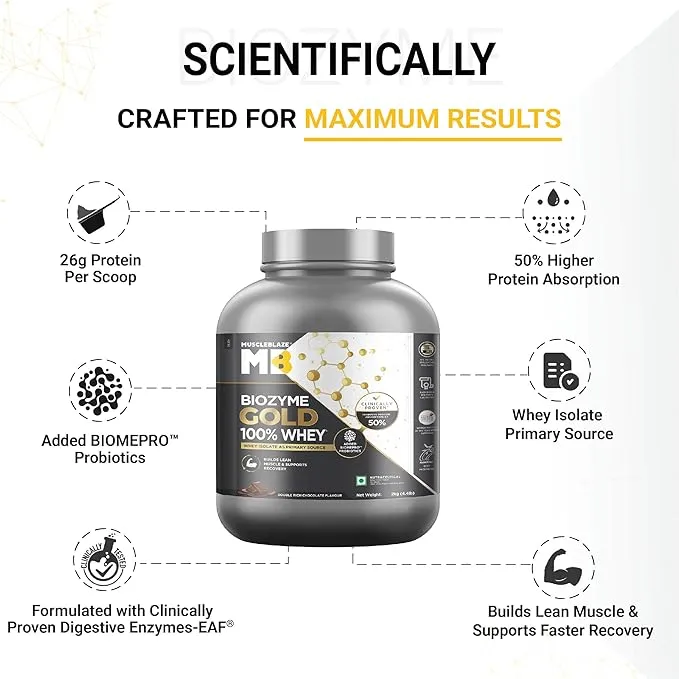 MuscleBlaze Biozyme Gold 100% Whey Protein