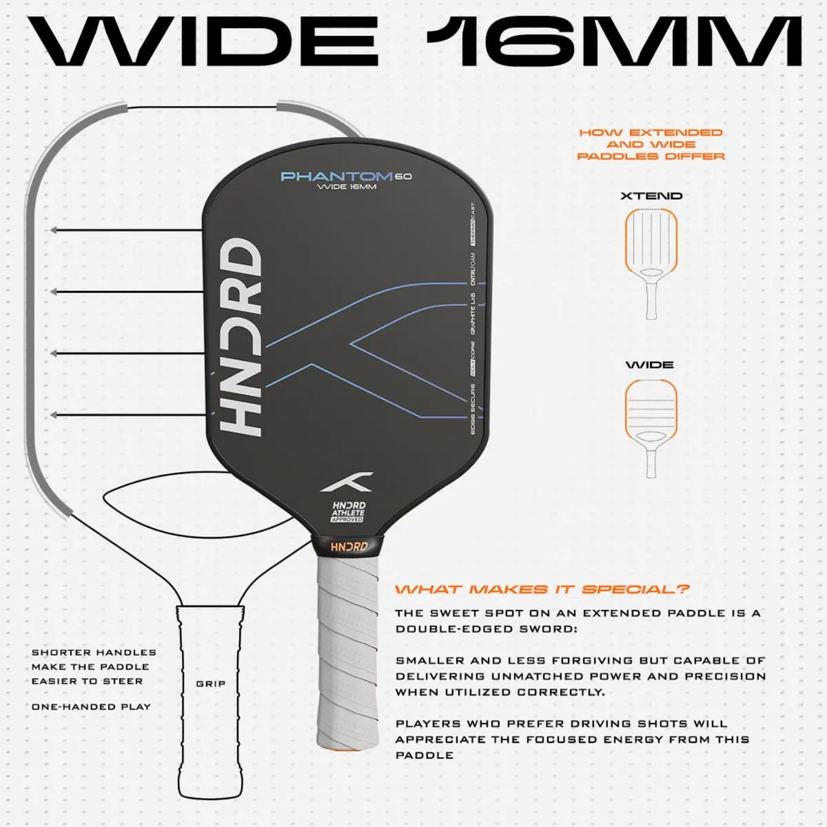 Hundred Phantom 60 Wide Pickleball Paddle