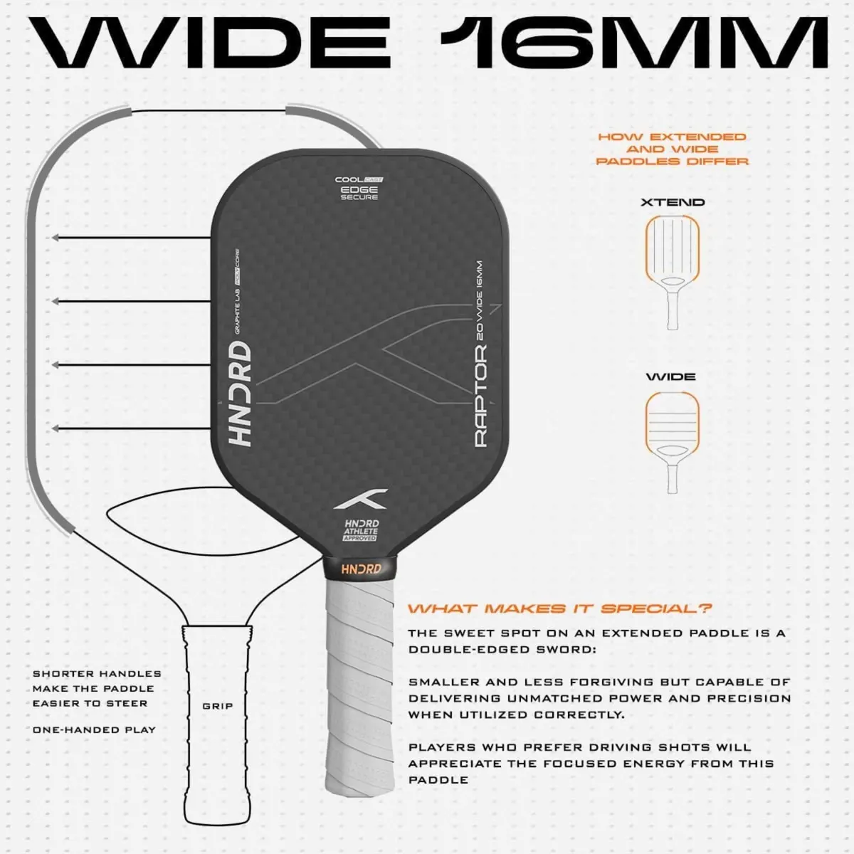 Hundred Raptor 20 Wide Pickleball Paddle (Power)
