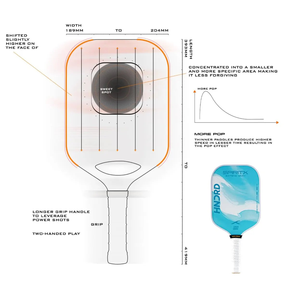 Hundred Spirit-X Extend Pickleball Paddle