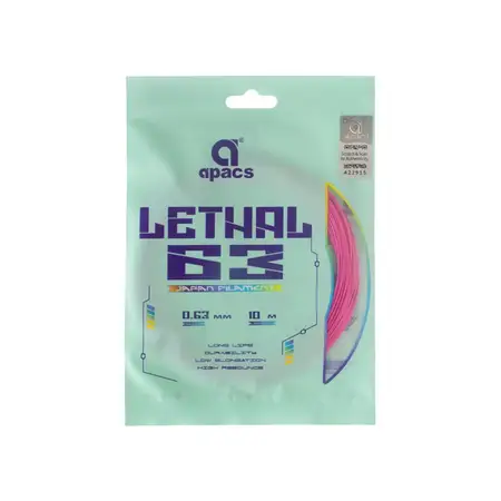 Apacs Lethal 63 Badminton String Dark Pink 0.63mm Taiwan Made