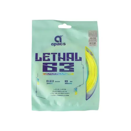 Apacs Lethal 63 Badminton String Neon Yellow 0.63mm Taiwan Made