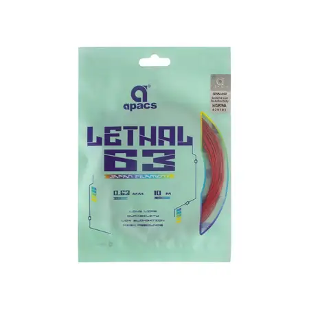 Apacs Lethal 63 Badminton String Red 0.63mm Taiwan Made